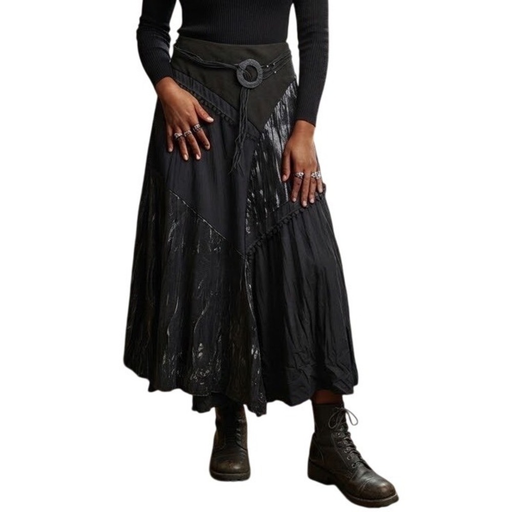Patchwork Maxi Skirt Practical Magic Whimsigoth Fairy Boho Goth Emo Vintage 6